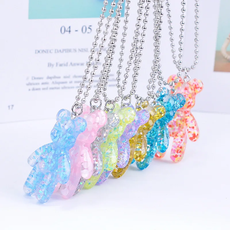 Ожерелье с подвеской в виде медведя из мультфильма прозрачное ожерелье цепочкой