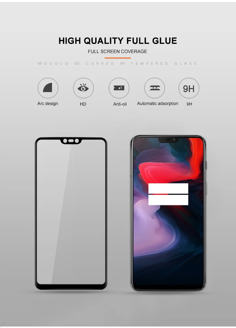Для Oneplus 6 защитная пленка для экрана Mocolo с закругленными краями HD для OnePlus 6 5D стеклянная пленка для OnePlus 6 защита для экрана из закаленного стекла
