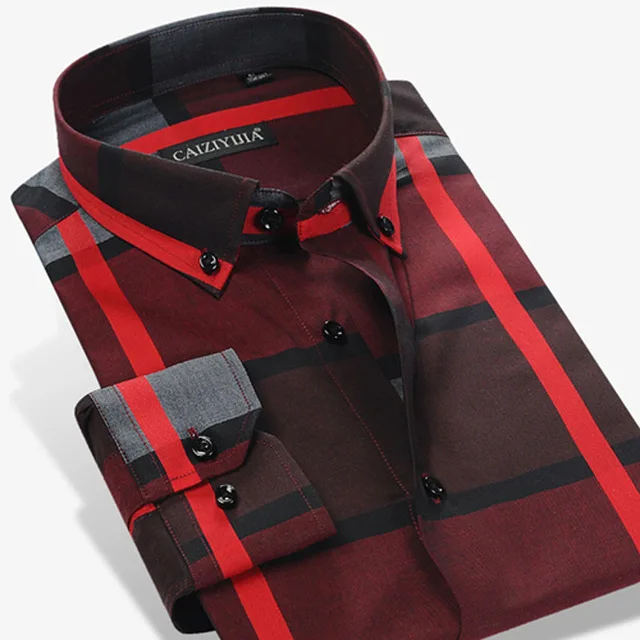 CZQ306 CAIZIYIJIA Лидер продаж клетчатая Лоскутная рубашка Camisa Masculina Осенняя мода хлопок мужская рубашка Повседневная рубашка на пуговицах с длинным рукавом - Цвет: CZQ306