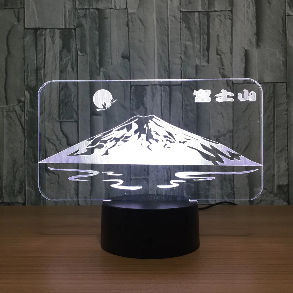 Японская 3D светодиодный ная лампа в форме Снежной Горы Fuji Цветной ночсветильник