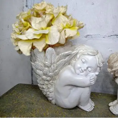 style2--no flowers Европейская мальчик ваза Ангел декоративные изделия из полимера Амур орнамент уличный цветочный горшок богиня маленькая фея большое крыло фигурки - Цвет: style2--no flowers