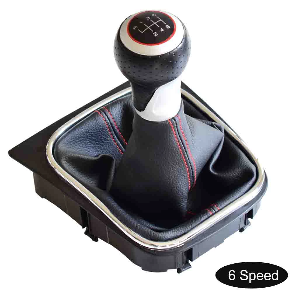 6Speed-boot MT gear Stick Рычаг переключения передач ручка переключения с кожаным пылезащитным покрытием для Volkswagen VW Golf5 MK5 R32 для GTI 2005-2009 - Название цвета: 6Speed-boot