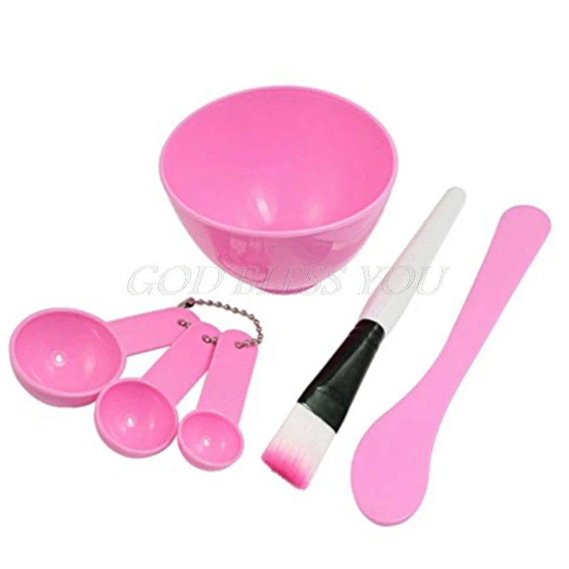 

1Set DIY Homemade Mask Bowl Gauge Spoons Brush Appliances Set Pink For Women Grooming Drop Shipping