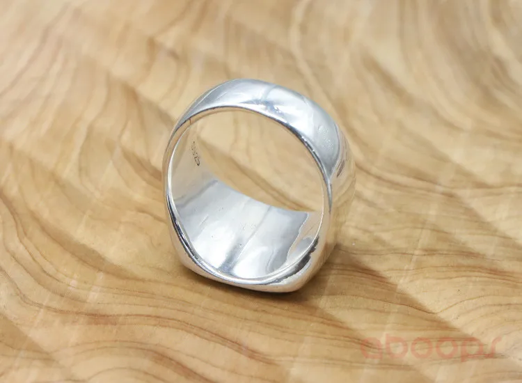 Простой 925 стерлингового серебра Square Ring украшения для Для мужчин вращающийся Размеры 7,5 8,5 10 10,5