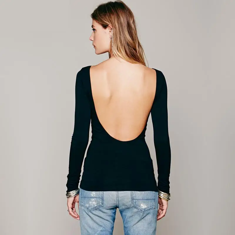 Новый Мода 2017 футболка осень-зима одноцветное Цвет Для женщин с длинным рукавом