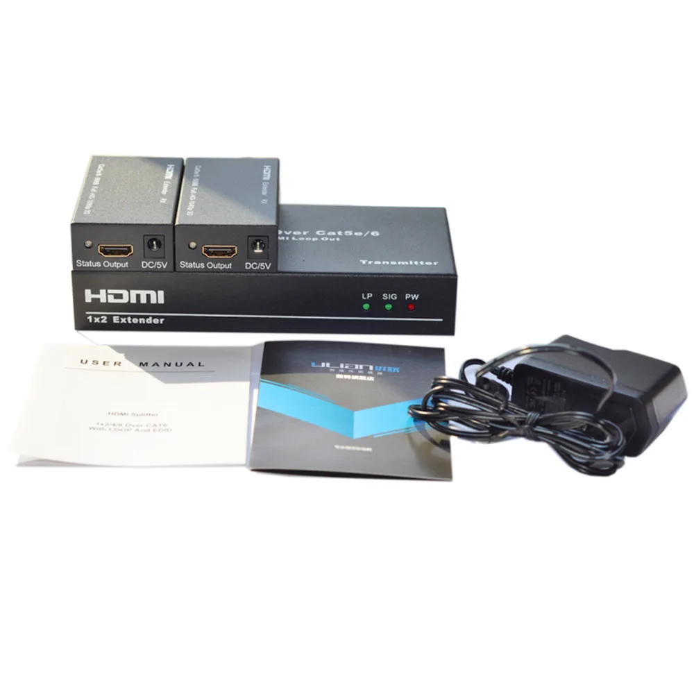 Unnlink HDMI удлинитель 60 м (1 шт.) 2 CAT5E/6 Разделитель с мультимедийным интерфейсом