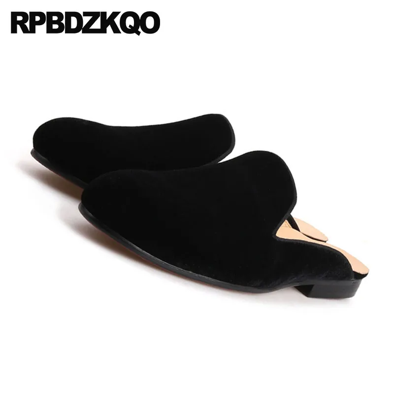 11 Flats 47 Custom European Mules Brand Slides Blue Black Sandals Big Size Elegant Fashion Luxury Velvet Casual Shoes Men Runway | Обувь