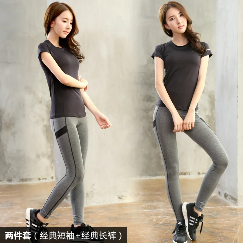 Спортивная одежда для женщин фитнес футболка с коротким рукавом штаны комплект