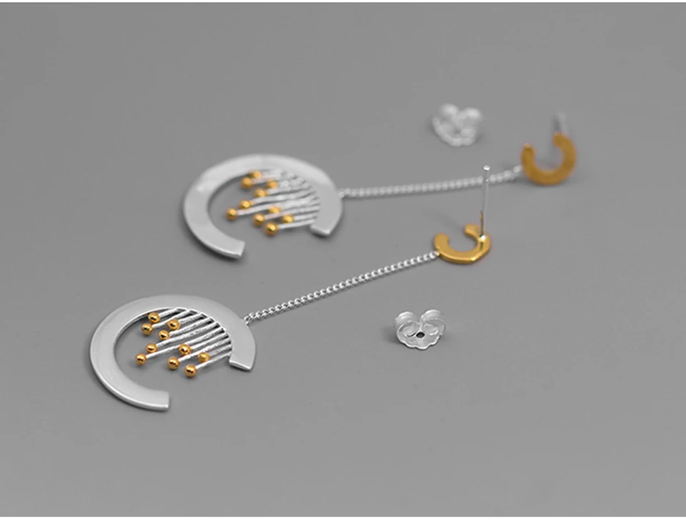 Lotus Fun реальные 925 пробы серебро ручной работы ювелирные украшения творческий Восточный элемент Винтаж шторы длинные висячие серьги для женщи