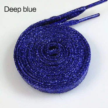 Deep Blue Цветные мужские и женские шнурки для кроссовок с металлическим блеском, блестящий шнурок золотого цвета, серебристые плоские шнурки, спортивная обувь для бега, шнуровка - Цвет: Deep Blue