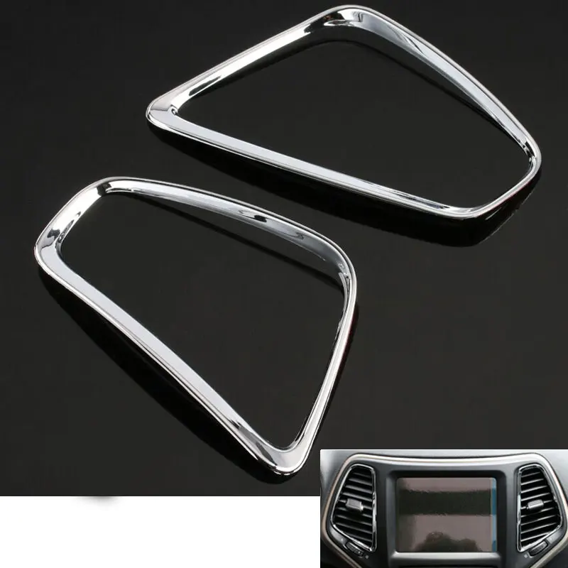 

2pcs/pair ABS Gloss Dashboard GPS Air Condition Vent Cover Trim Frame Decoration Fits For Jeep Cherokee 2014 2015 Car Styling