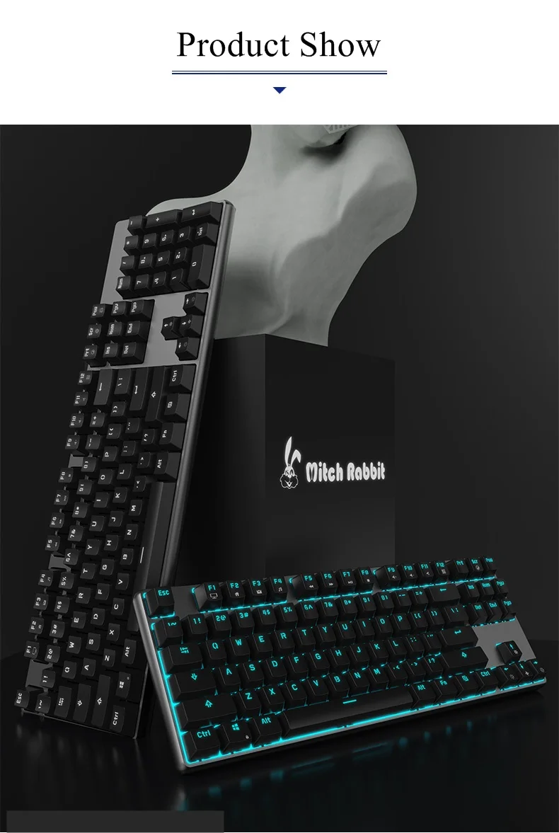 Новое поступление RK601/602 Mitch Rabbit эргономичная USB Проводная Механическая клавиатура с антипривидением оригинальная ось вишни, корпус из алюминиевого сплава