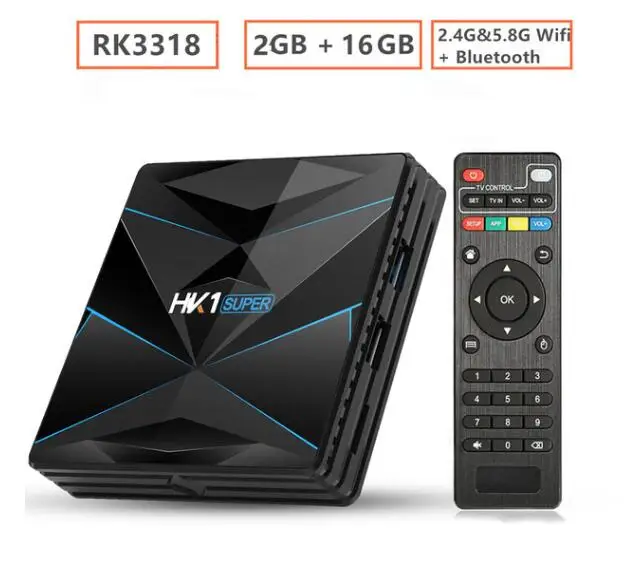 HK1 супер Android 9,0 Смарт ТВ приставка RK3318 Четырехъядерный 4G 64G ТВ приставка Google Assistant 4K 3D Utral Wifi USB3.0 HK1 супер приставка - Цвет: 2G 16G
