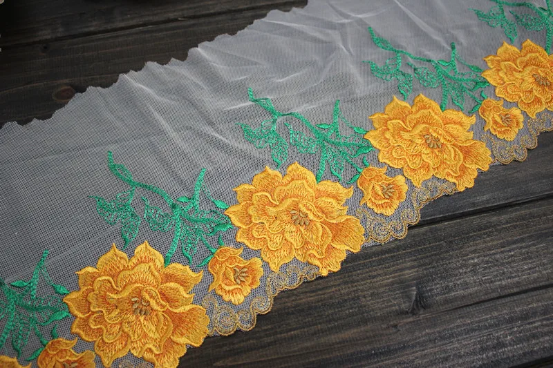 Ярдов/партия &quot19 см (2 кружевная бейка) Вышитые Цветочные Тюль бейка ~~ Bloomy ~ сетки