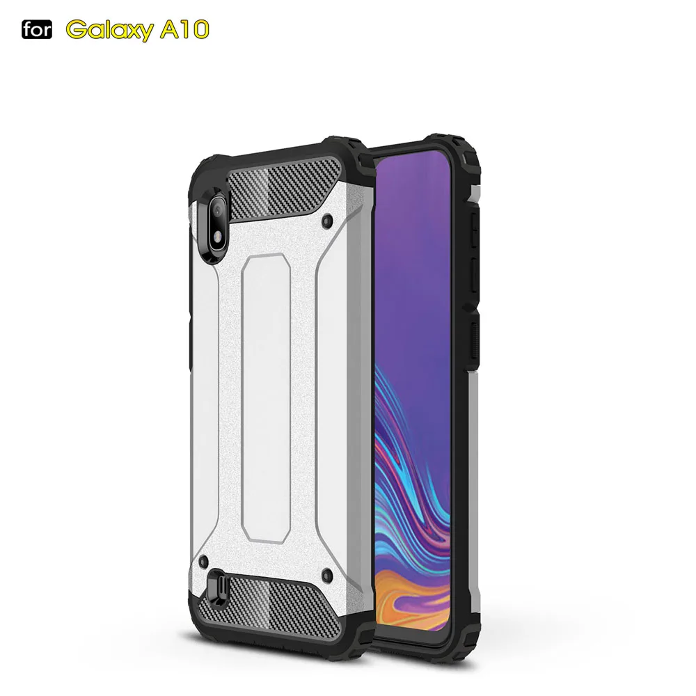 Противоударный чехол-броня Coque 6.2For samsung Galaxy A10 чехол для samsung Galaxy A10 SM-A105F SM A105F телефона чехол-лента на заднюю панель - Цвет: Silver