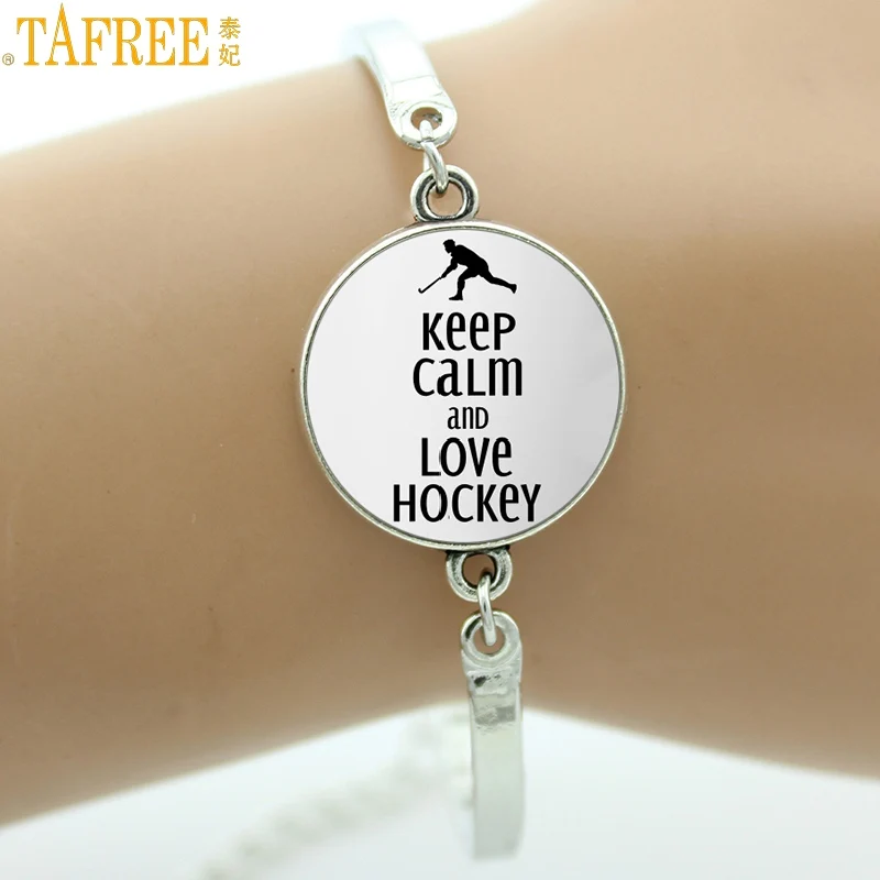 SP481 Tafree ювелирный бренд Keep Calm and love Хоккей браслет стекло кабошон купол поле хоккеист Подвески ювелирные браслеты SP481 - Окраска металла: SP481