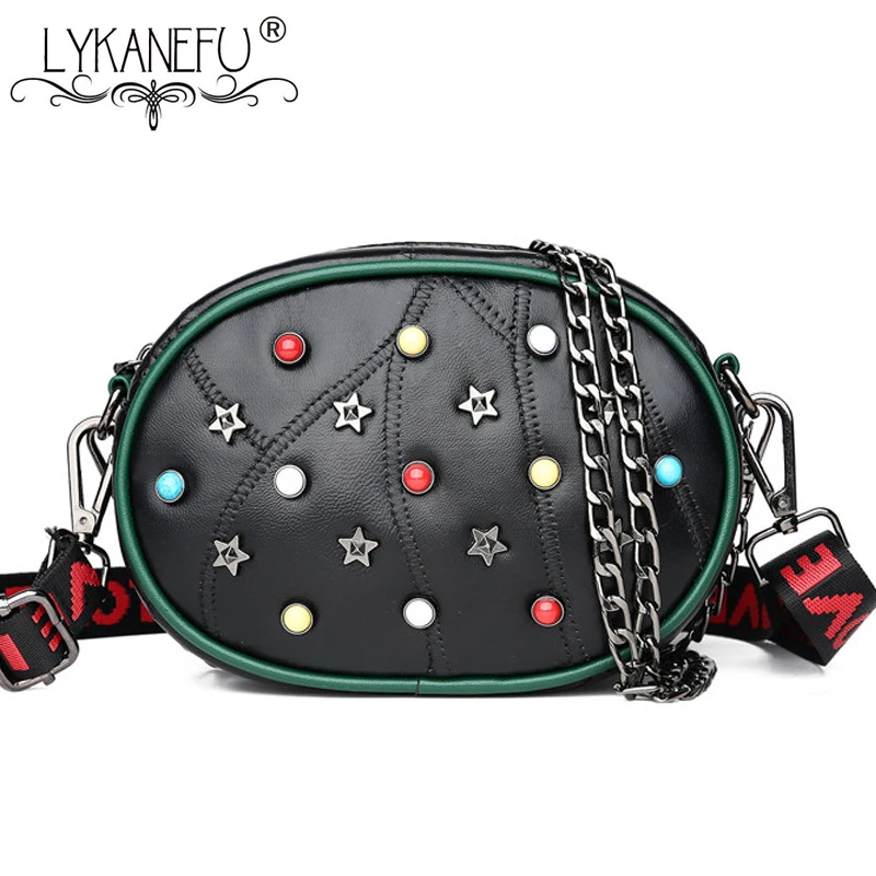 Поясная Сумка LYKANEFU из овечьей кожи сумки натуральной в стиле панк для женщин
