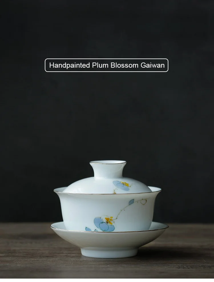 PINNY 160 мл ручная роспись цветок сливы Gaiwan традиционный китайский белый фарфор чай супница китайский чайный набор кунг-фу посуда для напитков