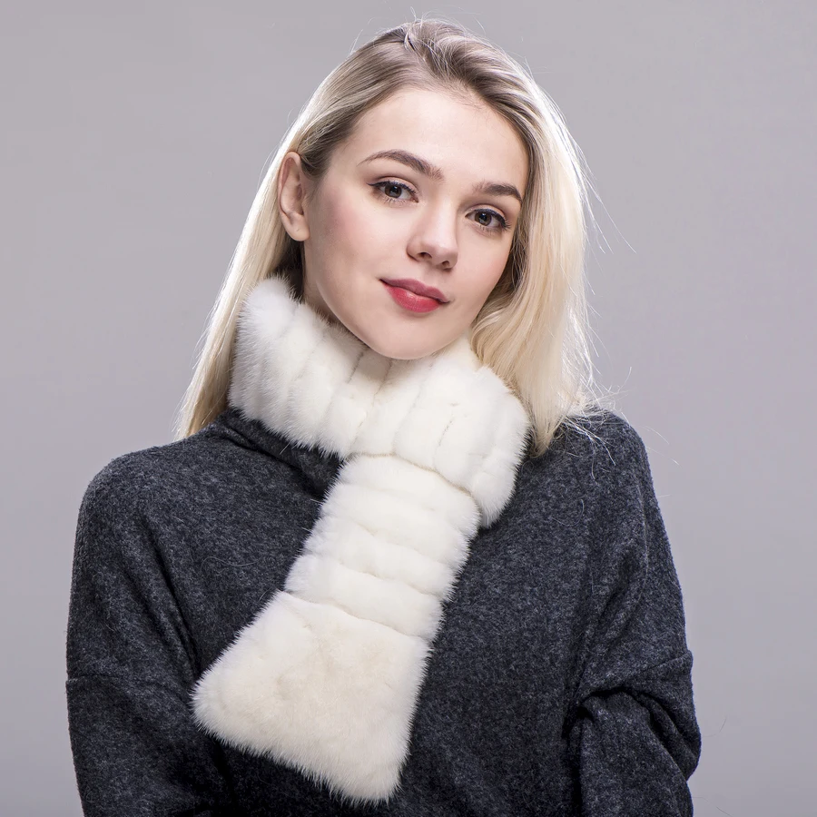 FXFURS Фирменная Новинка Высокое качество реального норки шарф Wholeskin норки меховой воротник из натуральной кожи норки глушитель шарфы - Цвет: beige