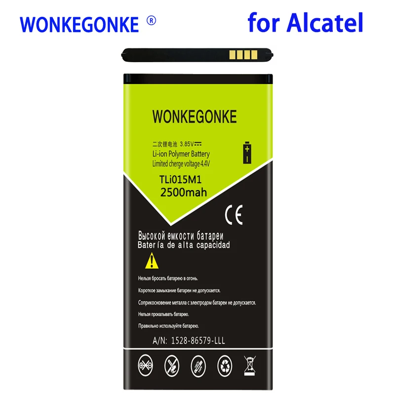 

Аккумулятор WONKEGONKE TLi015M1 2500 мАч для Alcatel One Touch Pixi 4 4034A PIXI 4 4034A 4034X 4034F 4034D, батареи для телефона TLi015M7