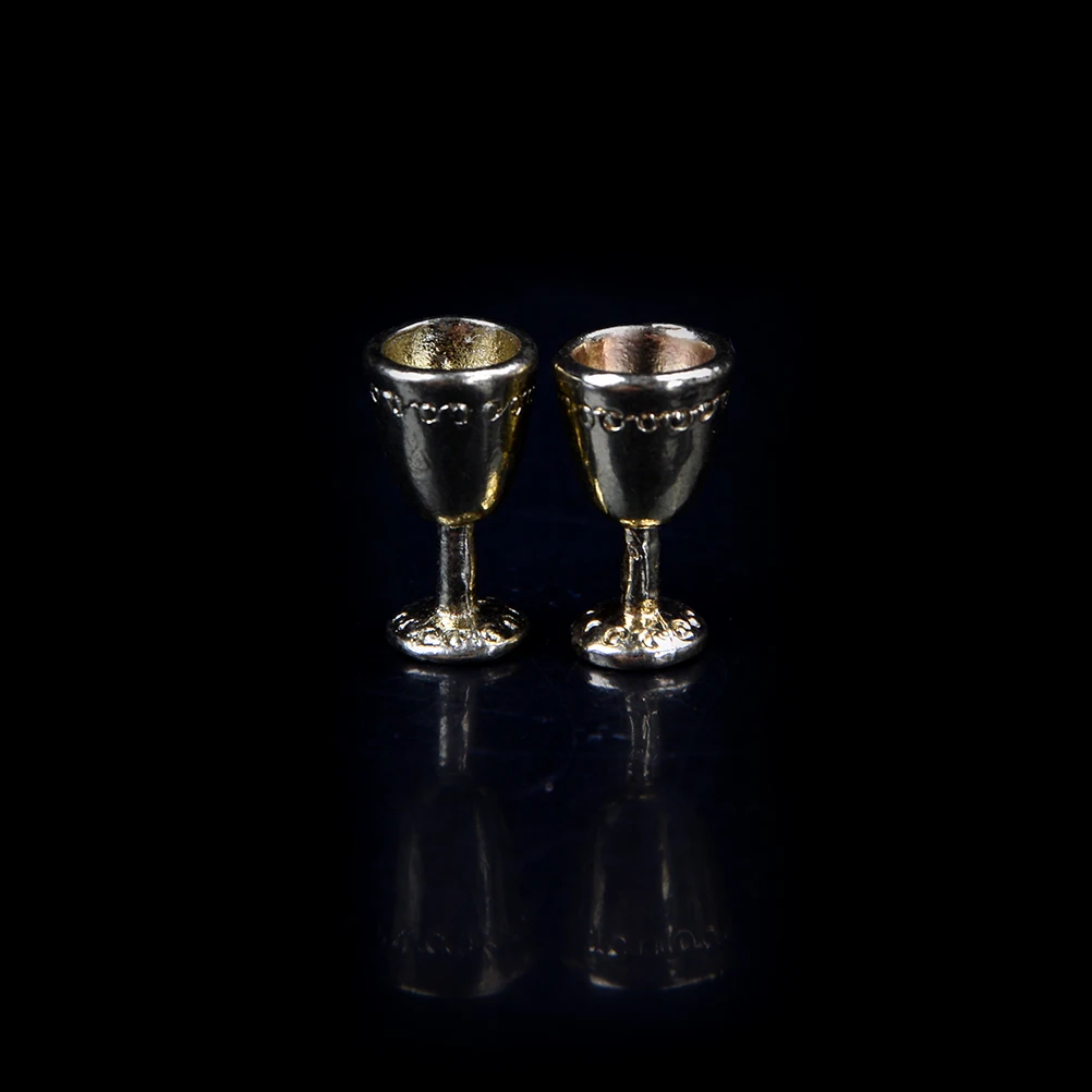 

Transparent 1:12 Scale Plastic 1/2Pcs Goblet Miniature Mini Wine Beer Cup Dollhouse Craft Home Decoration Glass Model DIY Parts