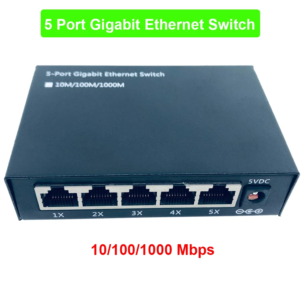5 портовый порт 10/100/1000 Мбит/с гигабитный Ethernet переключатель металлический корпус