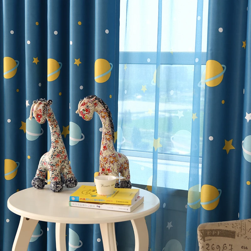 Детская комната Мультяшные Космические Планеты плотные занавески для детской