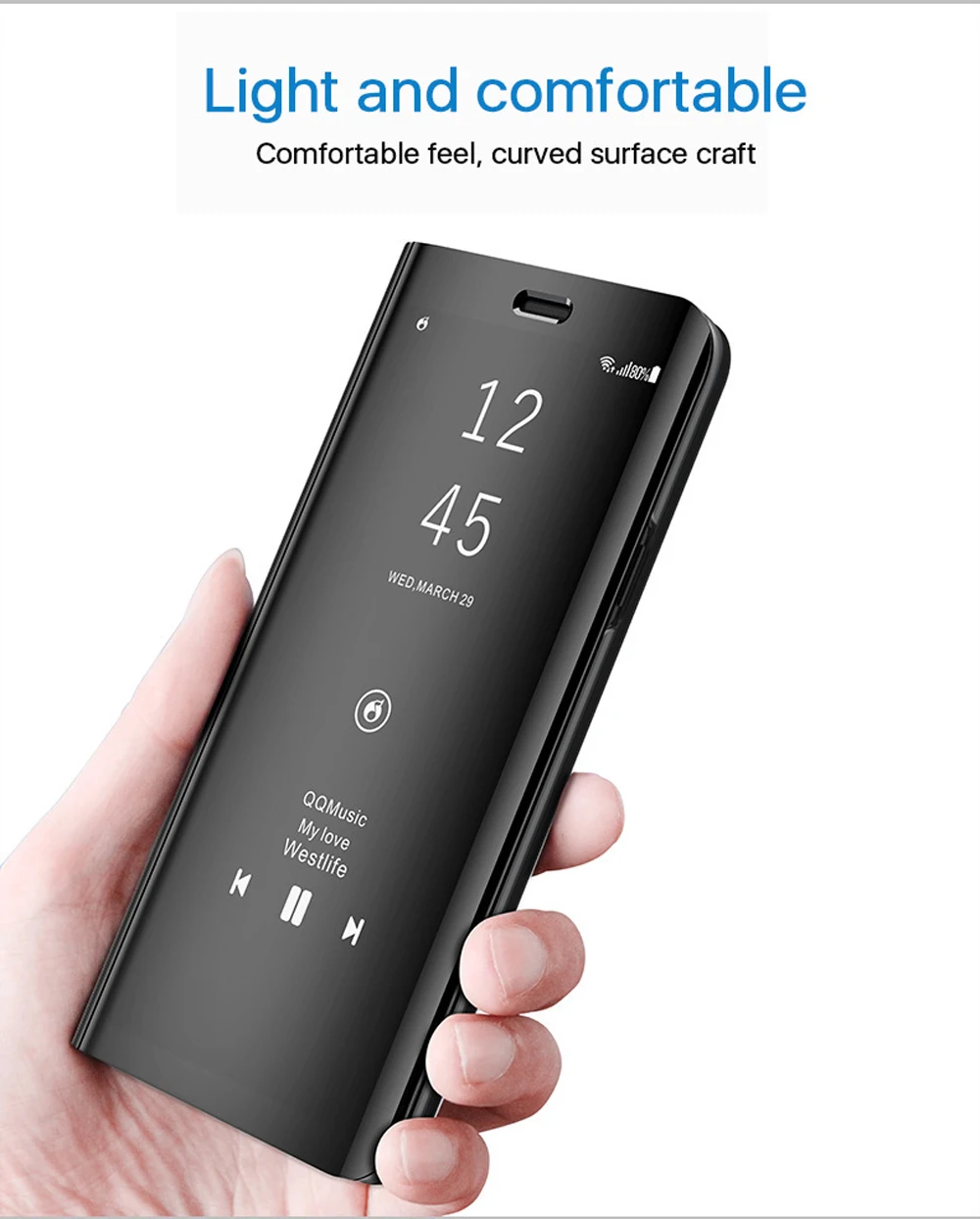 Умный чехол книжка для Xiaomi Mi Mix 3 прозрачный кожаный зеркальный подставка Mix3