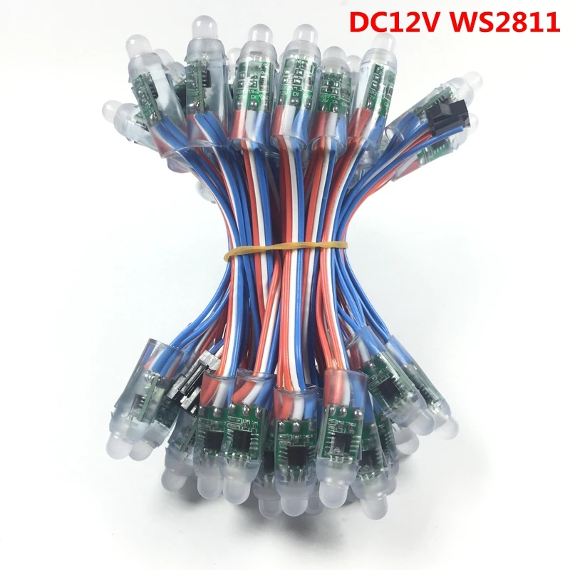 СВЕТОДИОДНАЯ Гирлянда WS2811 IC RGB 100 шт. постоянный ток 5 В/12 В 12 мм цифровой