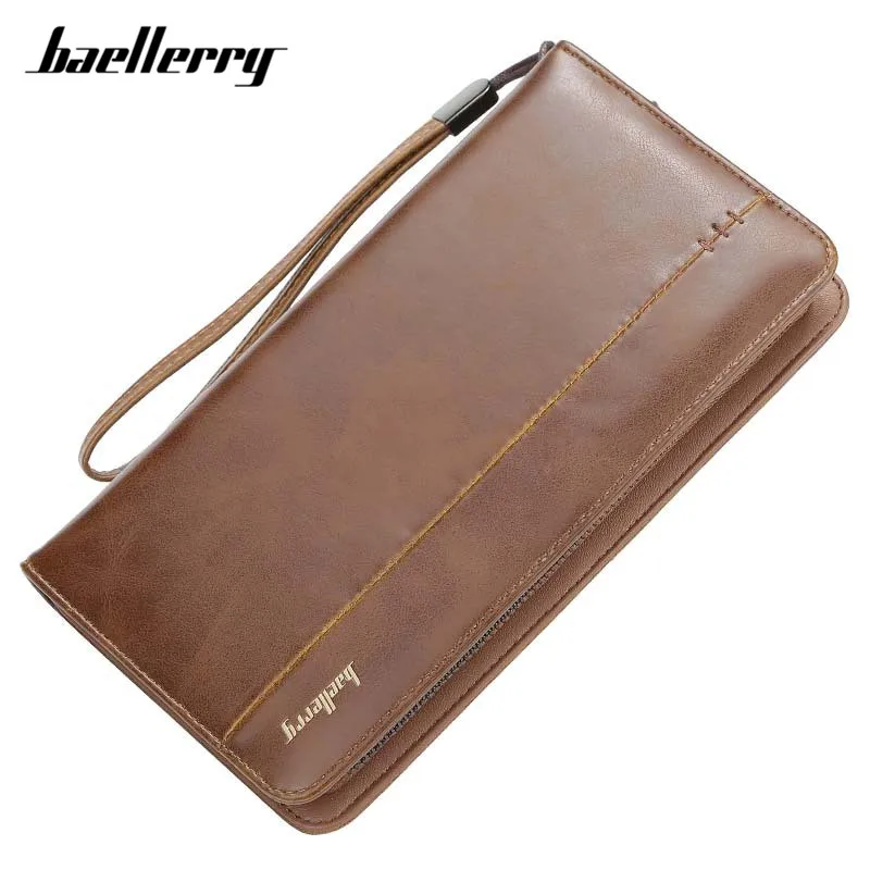 Baellerry Big Capacity Wristlet Clutch Wallets Men Leather Zipper Cell Phone Long Wallet Man Carteira Card Holder Male Purse NEW