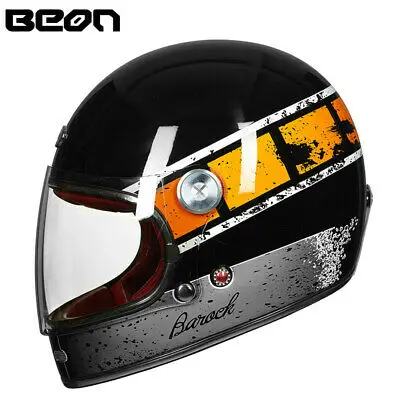 BEON шлем Полнолицевой Carbonfiber шлем для мотокросса винтажный полностью покрытый мотоциклетный скутер автоцикл Ретро Сверхлегкий ECE - Цвет: as show