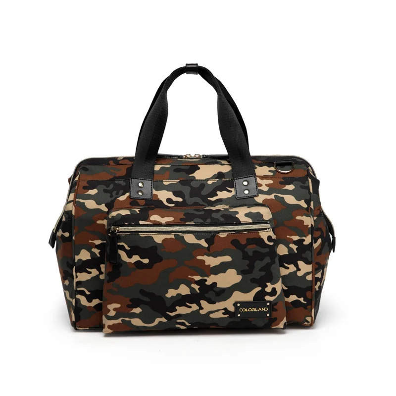 camo Сумка для подгузников, Большая вместительная сумка для подгузников, водонепроницаемая сумка для беременных и путешествий, дизайнерская сумка на плечо для кормления, сумка для детской коляски - Цвет: camo