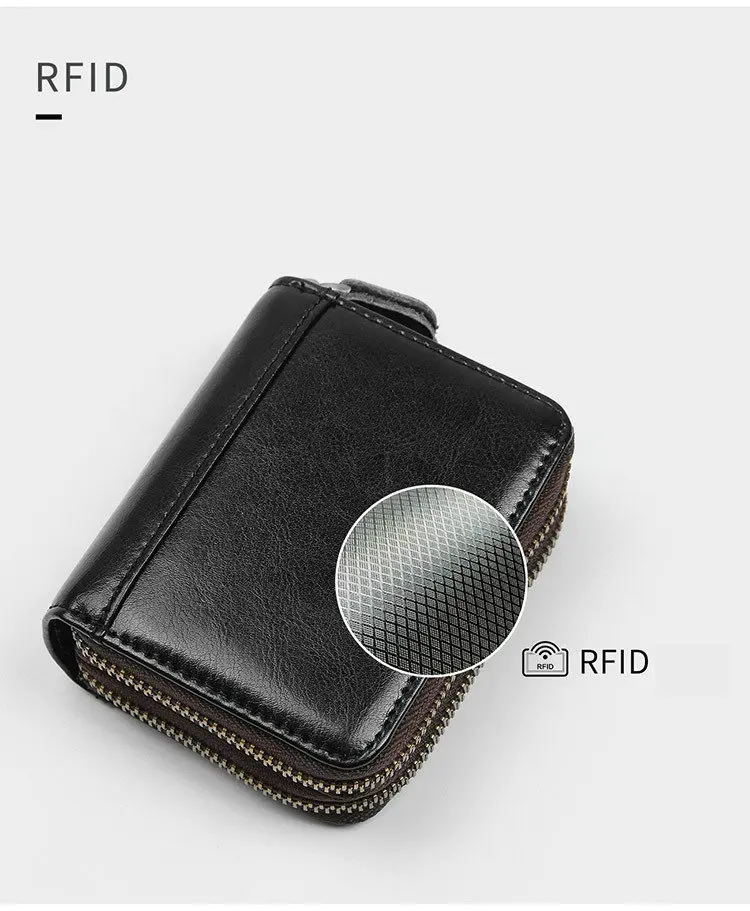 Кошелек GENODERN на молнии для кредитных карт для женщин RFID кредитный держатель для карт протектор для ID карт кожаный кошелек