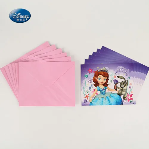 invitations 6pcs София для детского дня рождения Декоративная скатерть для вечеринки набор принцесса София вечерние наборы события вечерние наборы; детский душ украшения - Цвет: invitations 6pcs