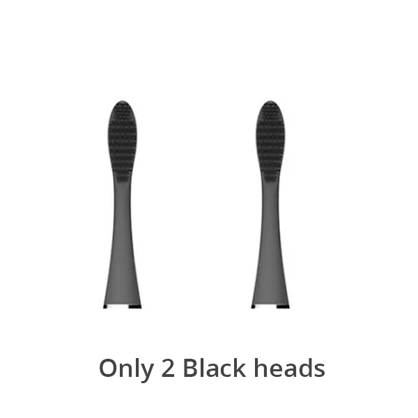 2 black heads Звуковая электрическая зубная щетка, силиконовая Мягкая щетина, электрическая зубная щетка, водонепроницаемая, Глубокая чистка, пищевая щетка, головка - Цвет: 2 black heads