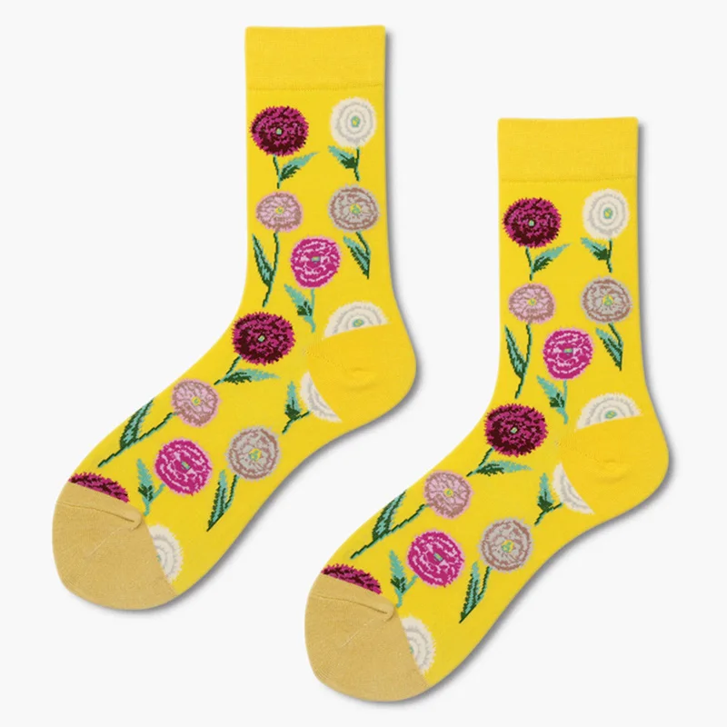2018 spring and autumn new big flower series Europe the United States tide brand socks four seasons cotton couple | Женская одежда