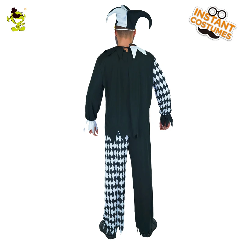 

Men's Clown Costume Cosplay Halloween Party Black And White Clown Role Play Halloween Evil Clown Costumes