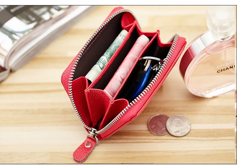 Women Coin Purses 100% Genuine Leather Wallets Cowhide clutch famous brand women Ladies bags 5 colors Key Holder bag 2558|brand coin purse|coin