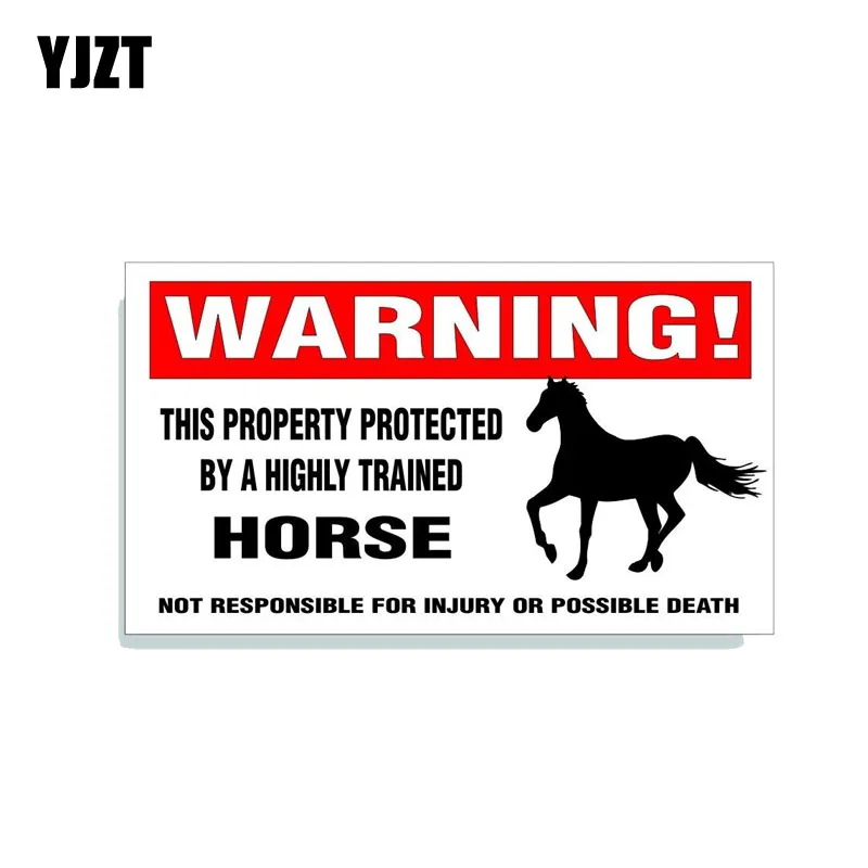 

YJZT 14.3CM*7.6CM Warning Car Sticker THIS PROPERTY BY A HIGHLY TRAINED HORSE Away Decal PVC 12-0728