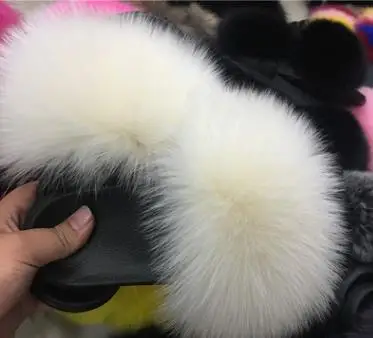 fox hair BW Женские меховые тапочки; милые женские плюшевые пушистые тапочки с лисьим мехом; женские меховые тапочки; зимние теплые шлепанцы для женщин; Лидер продаж - Цвет: fox hair BW