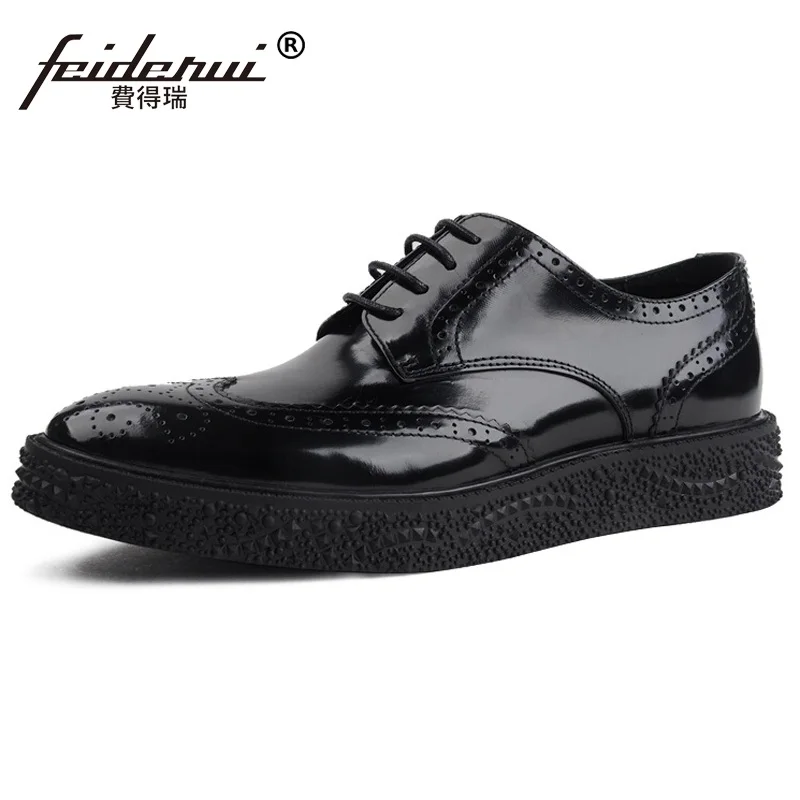 Мужские Винтажные Туфли оксфорды на плоской платформе из лакированной кожи|oxford