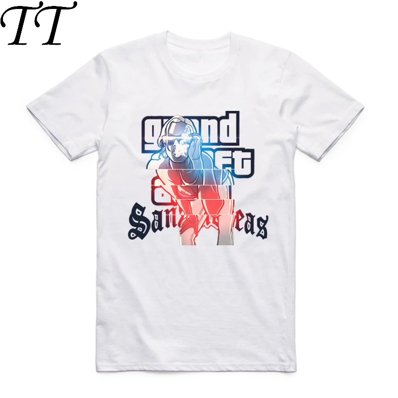 Мужская футболка с коротким рукавом круглым вырезом и принтом Grand Theft Auto GTA |