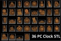 36 pc 3d stl wall clocks models set for cnc router engraver carving machine artcam vectric cnc files es