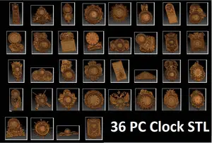 Набор 3d настенных часов, набор из 36 моделей станок с ЧПУ для гравировки, резьбы по дереву, Vectric CNC файлы (ES)