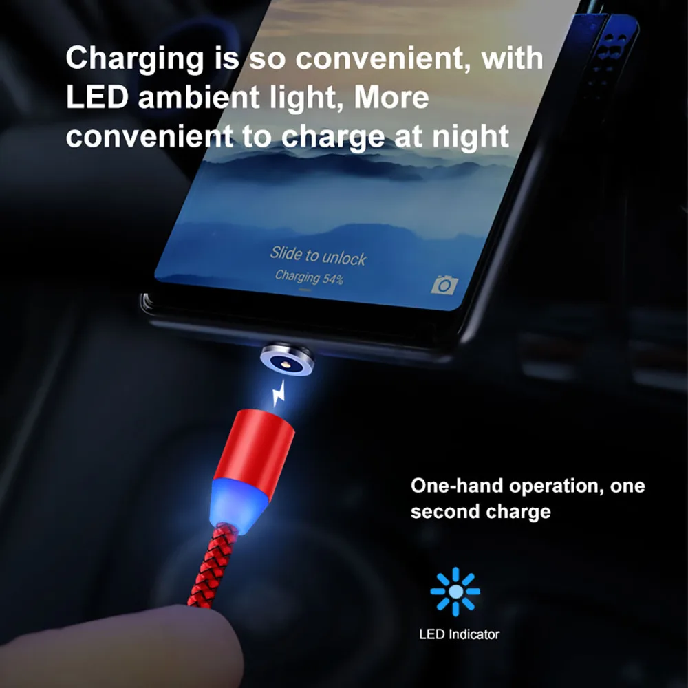 Магнитный светодиодный кабель Micro USB Type-C для Meizu Note 9 8 16s V8 M8C M8 / Lite C9 Pro 15 16X 16th M15 6 7 PLUS