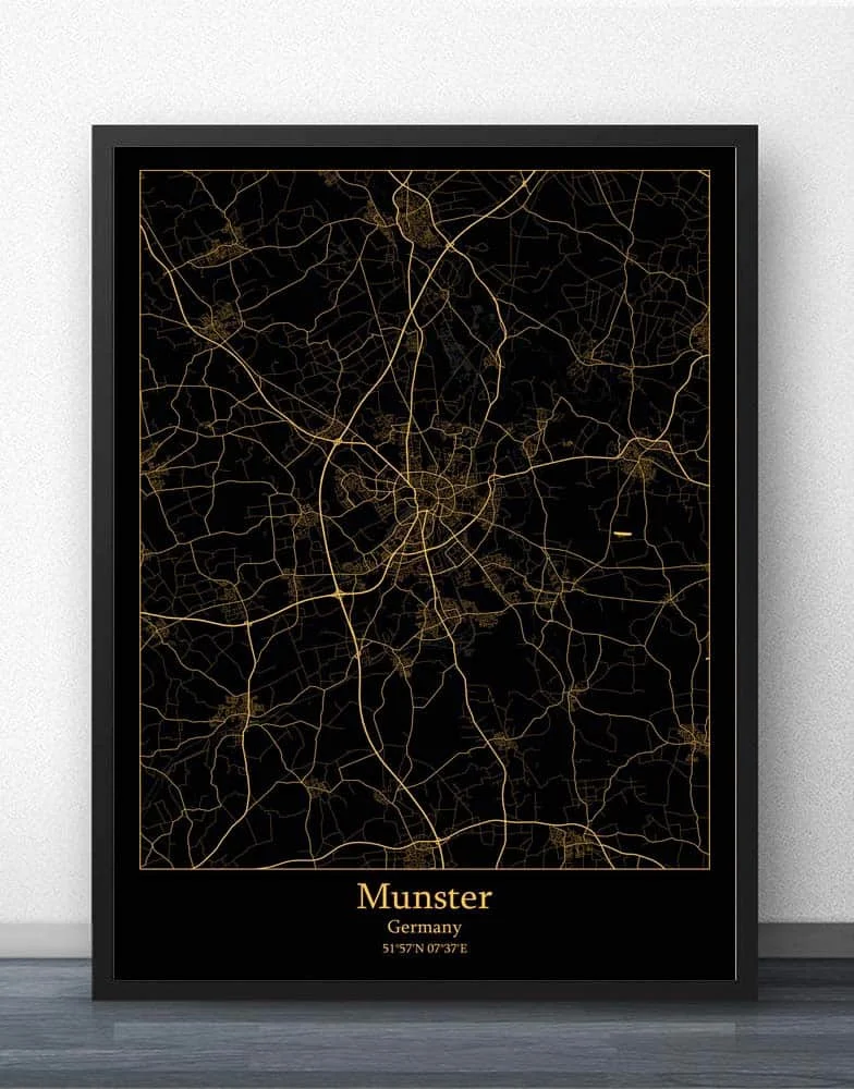 Франкфурт Гамбург гановер лейпсон Германия Мунстер нормберг штгарт карта плакат