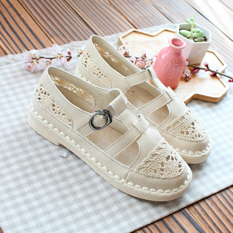 2018 сезон весна лето новый ретро искусство хлопок сандалии на плоской подошве