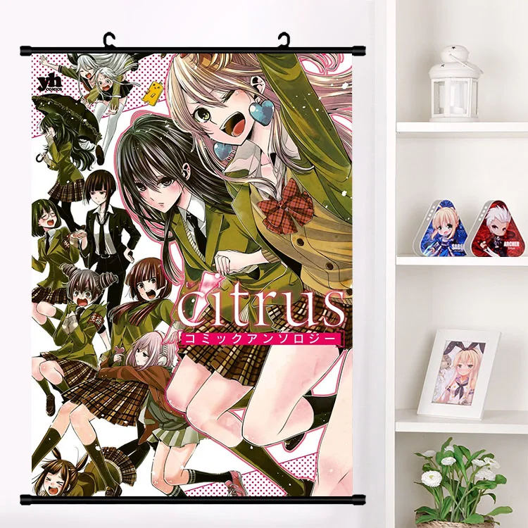 

Anime Citrus Aihara Yuzu Mizusawa Matsuri Wall Scroll Mural Poster Cartoon Wall Hanging Poster Home Decor Collection