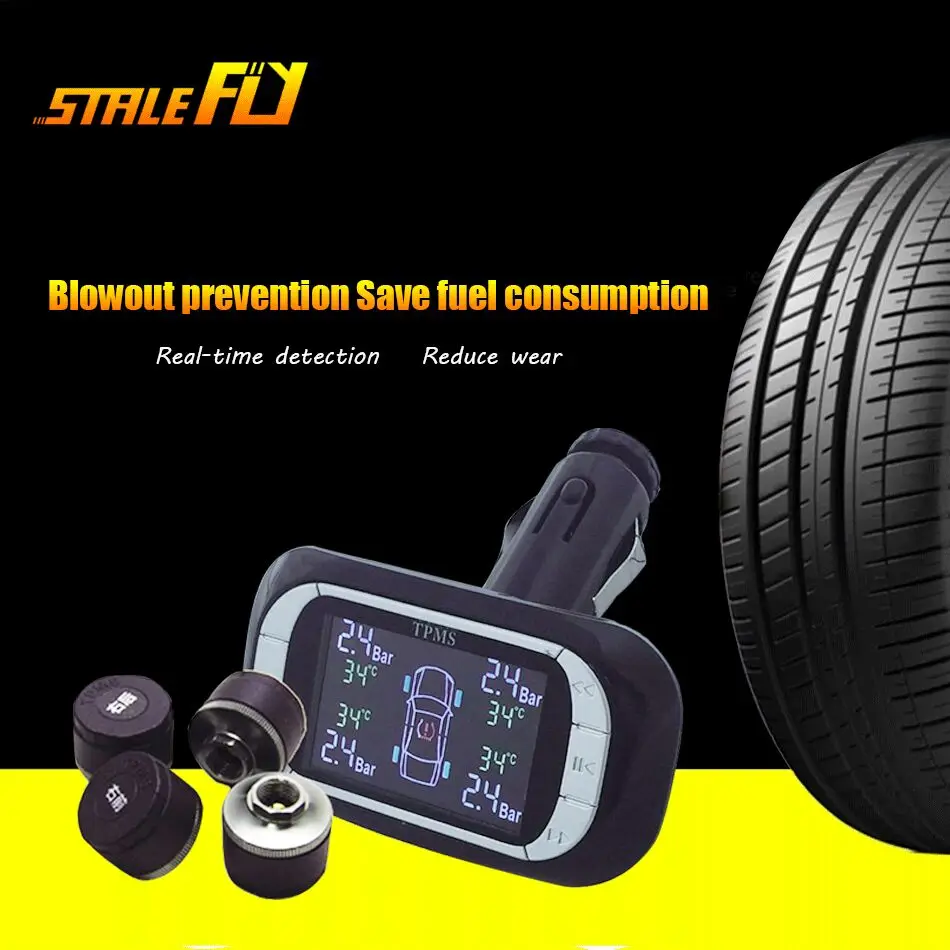 Цифровой TPMS автомобильных шин Давление система контроля 12 В с диагностическим