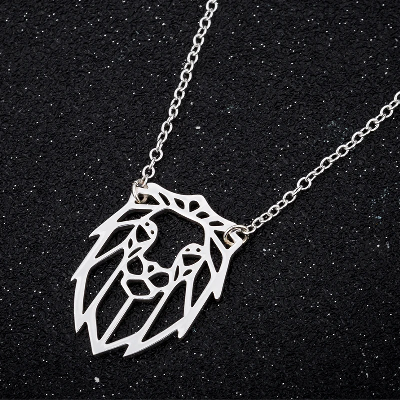 Hfarich Hollow Animal Stainless Steel Lion Head Gold Rose Color Chain Necklaces Pendant For Trendy Female Jewelry Wedding Gifts | Украшения